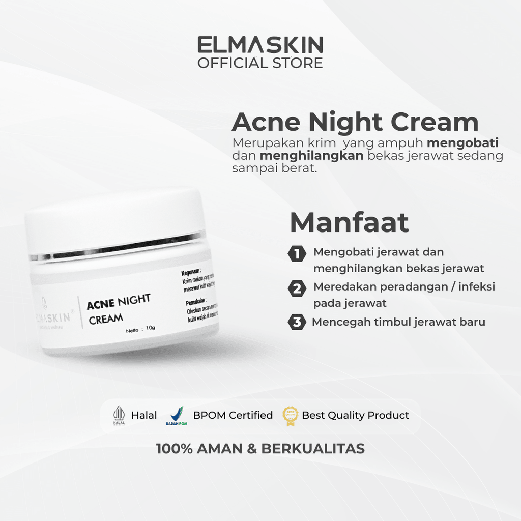 Acne Night Cream Anti Jerawat - elmaskin.id