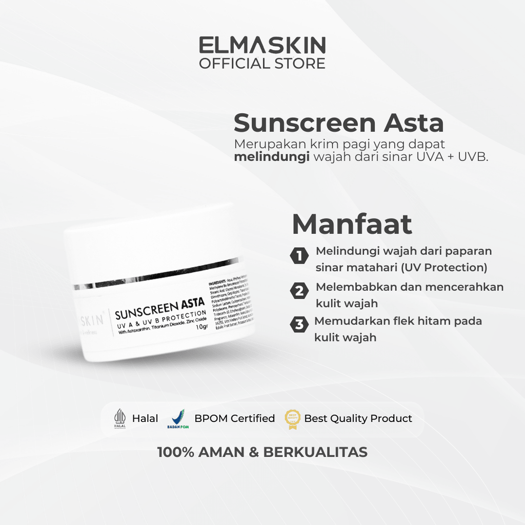 Sunscreen ASTA SPF 35 Antioksidan Kulit Kusam - elmaskin.id