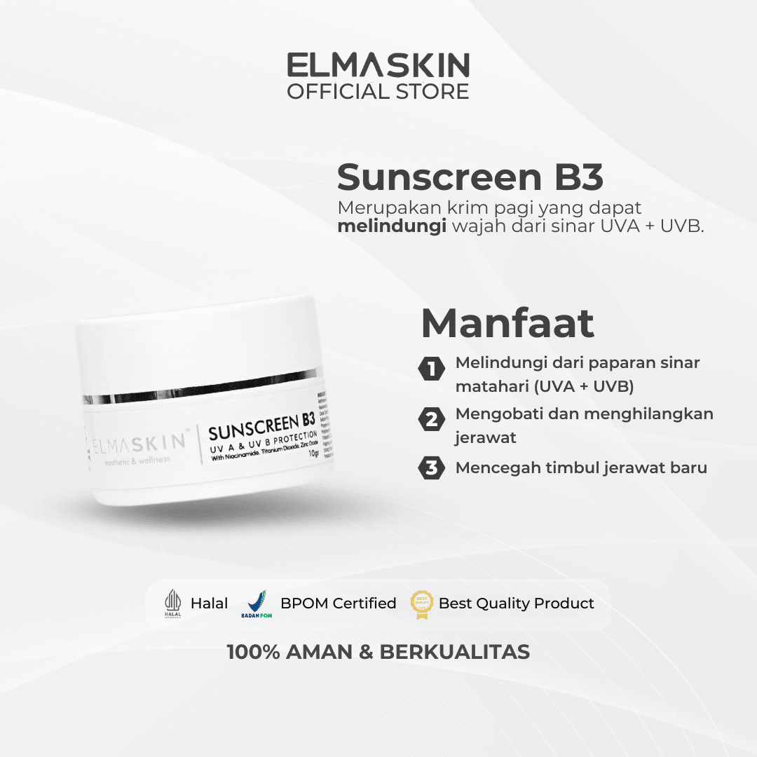 Sunscreen B3 SPF 35 Niacinamide Kulit Berminyak - elmaskin.id
